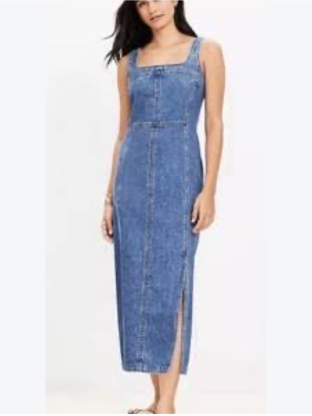 LOFT Blue Denim Midi Jean Dress with Side Slit - 8P